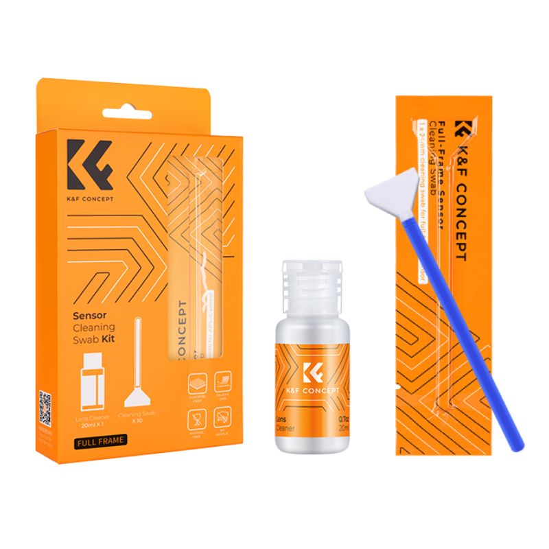 K&F Concept 24mm Camera Full Frame Sensor Cleaning Swab Kit (10pcs*cleaning swab + 1*20ml cleaning liquid) 