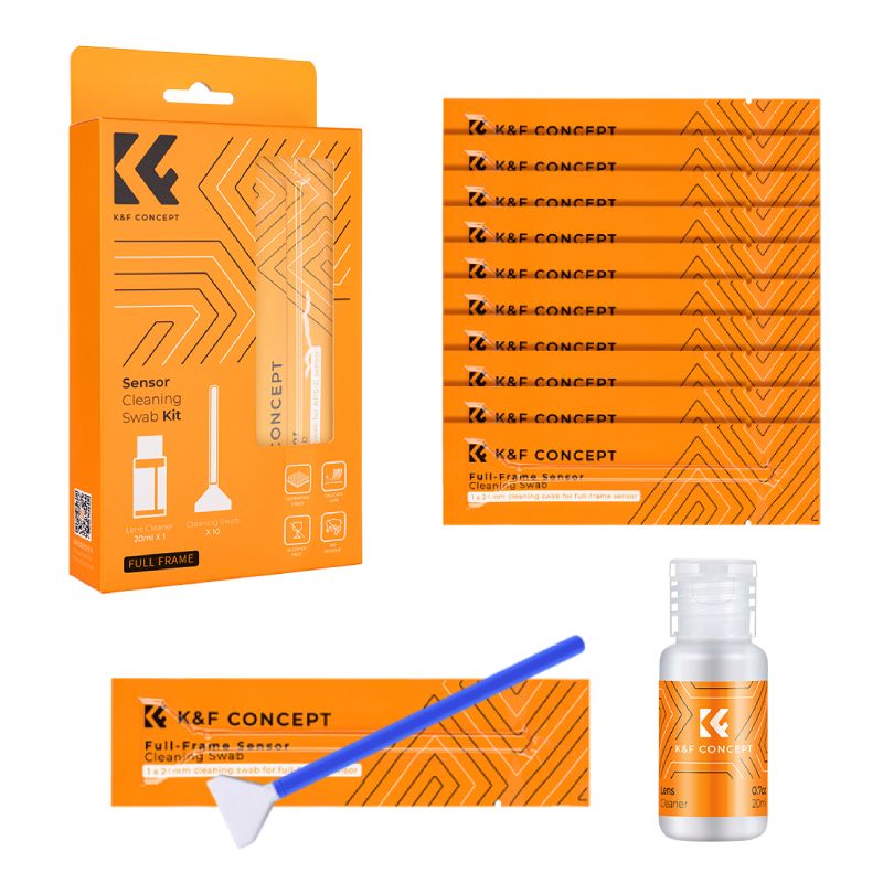 K&F Concept 24mm Camera Full Frame Sensor Cleaning Swab Kit (10pcs*cleaning swab + 1*20ml cleaning liquid) 